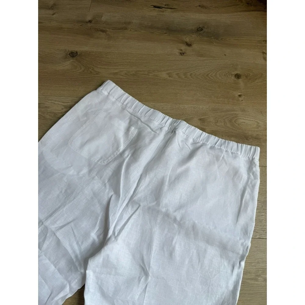 EUC Quince 100% European Linen Pants Womens Size XL White Pull on Quiet Luxury